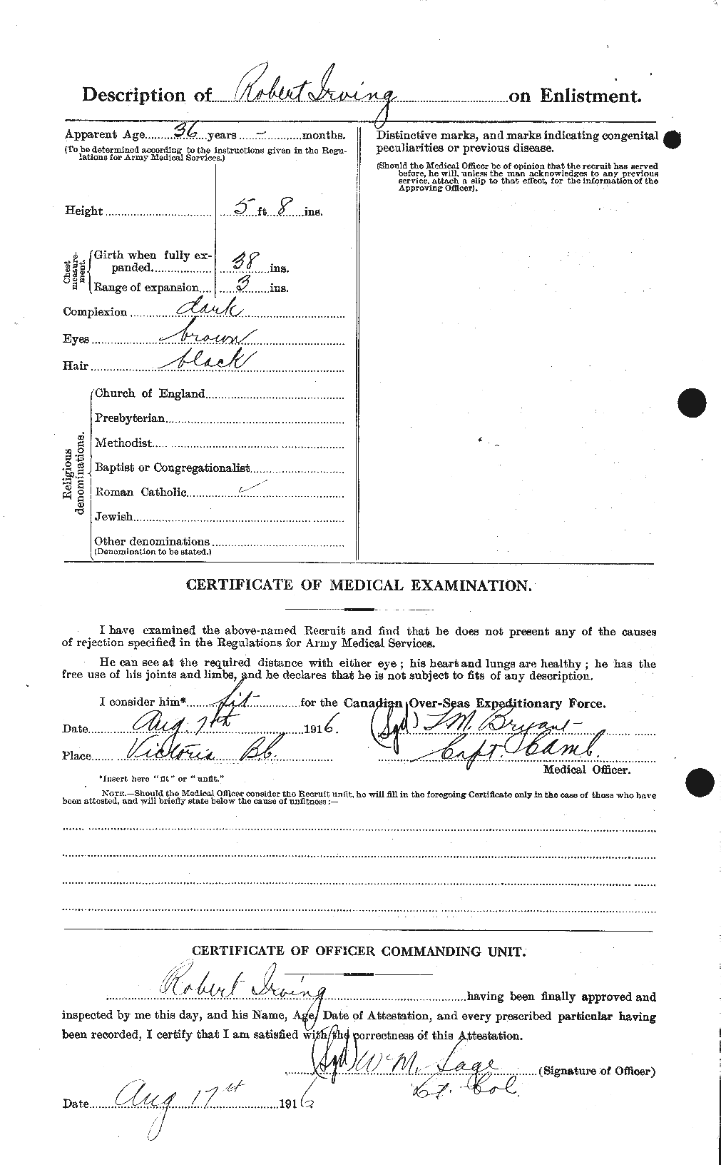 Dossiers du Personnel de la Première Guerre mondiale - CEC 412709b