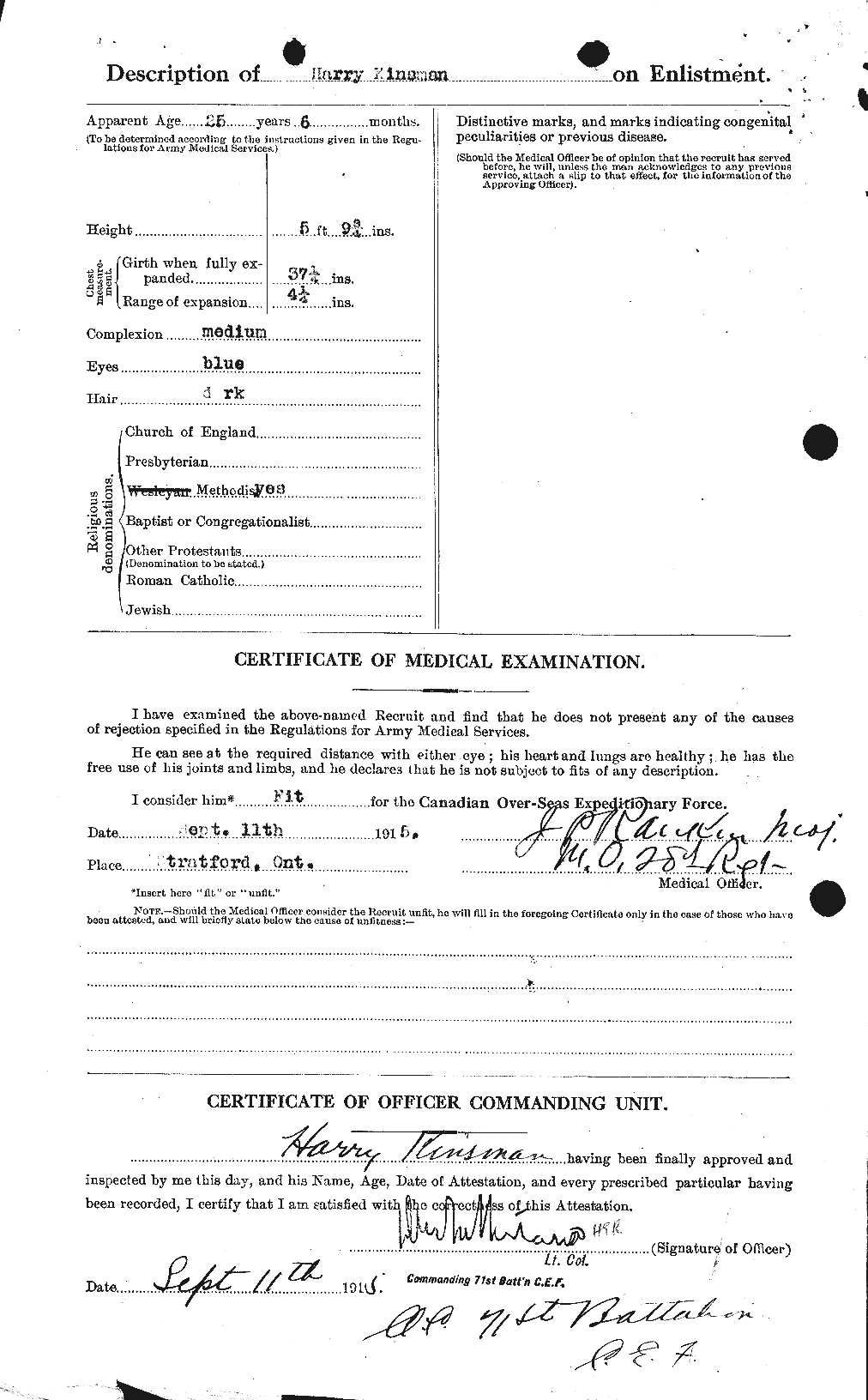 Dossiers du Personnel de la Première Guerre mondiale - CEC 437045b