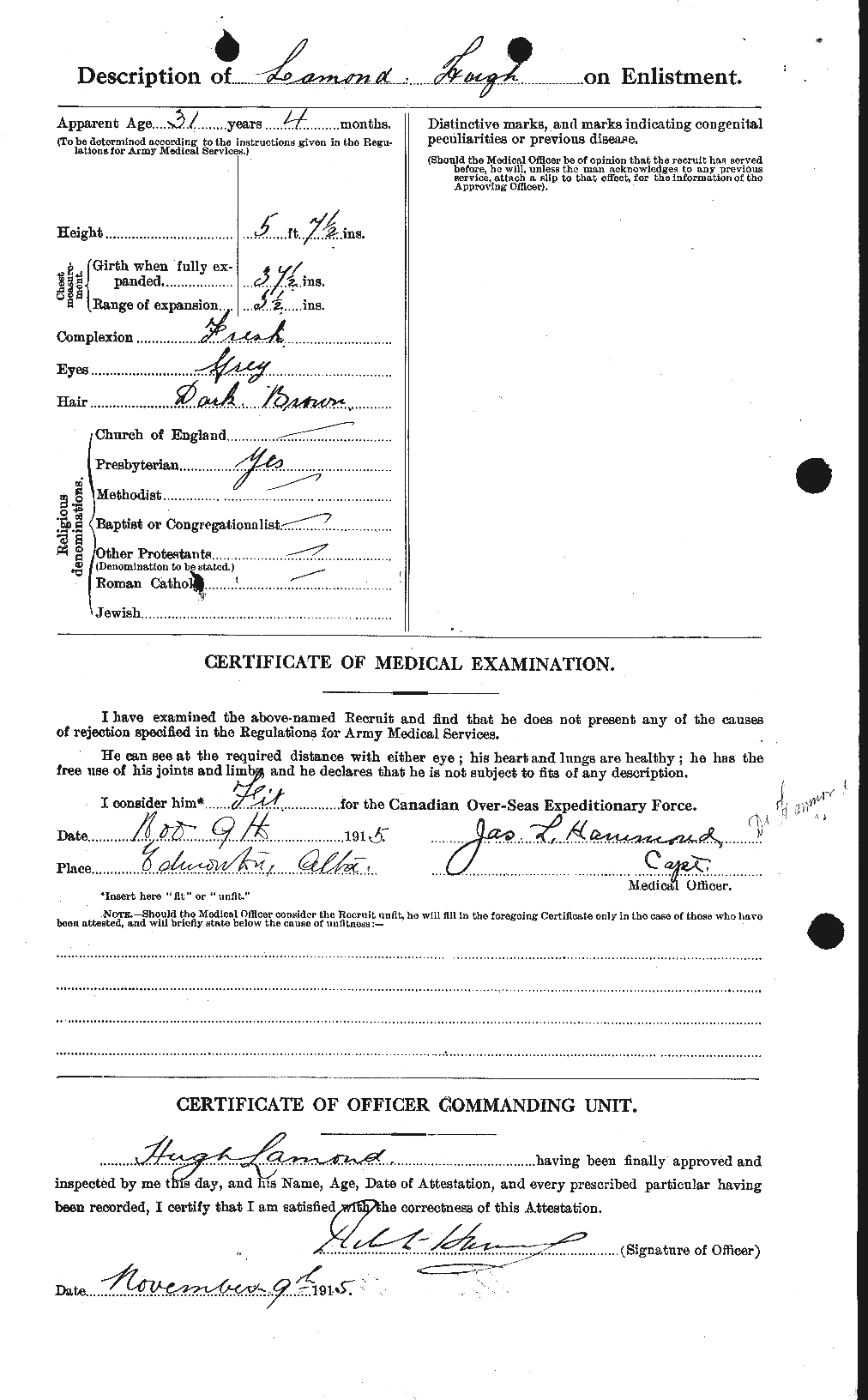 Dossiers du Personnel de la Première Guerre mondiale - CEC 446079b