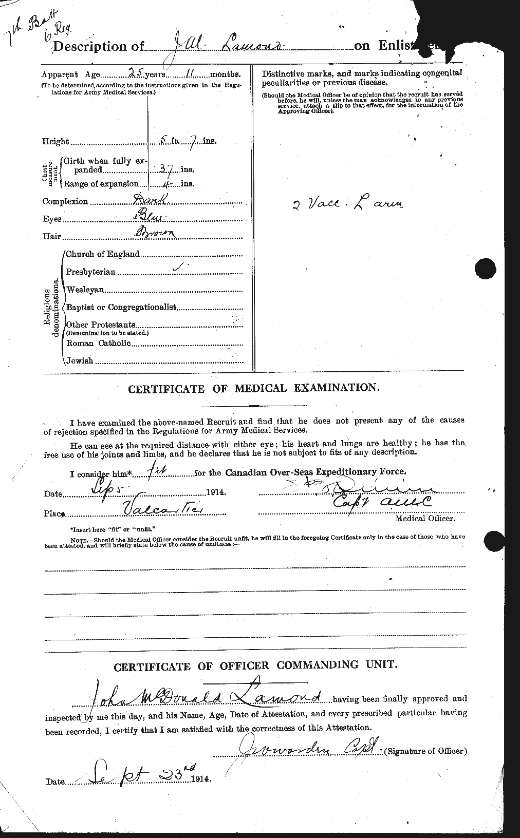 Dossiers du Personnel de la Première Guerre mondiale - CEC 446083b