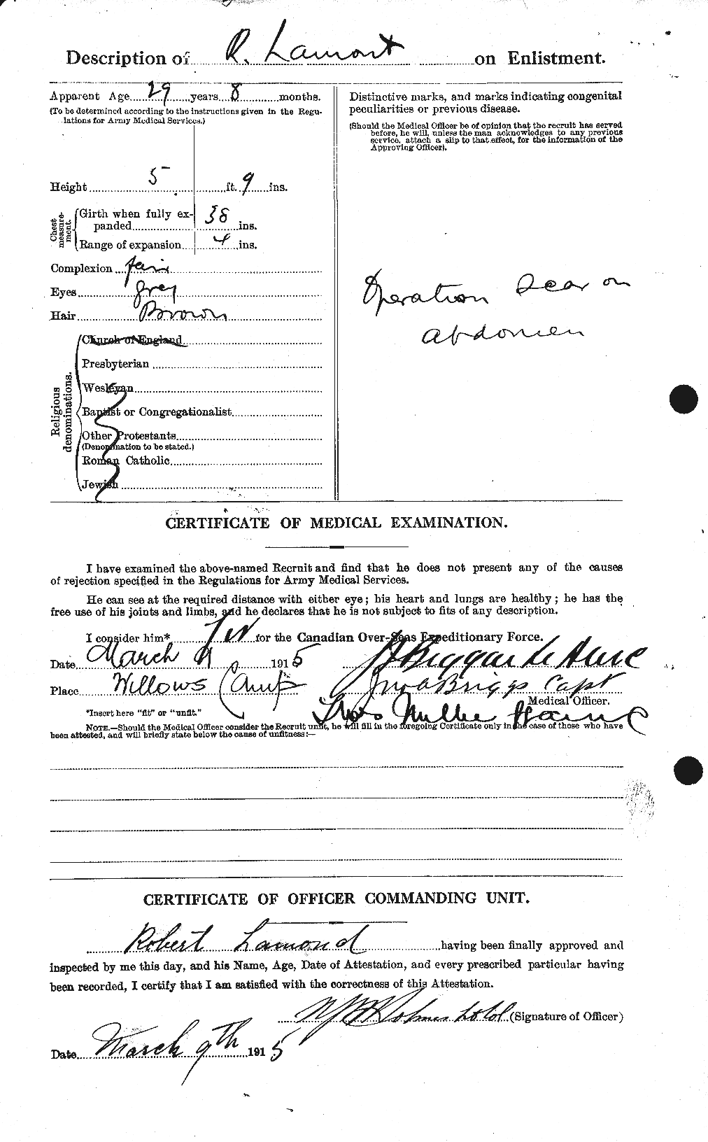 Dossiers du Personnel de la Première Guerre mondiale - CEC 446087b
