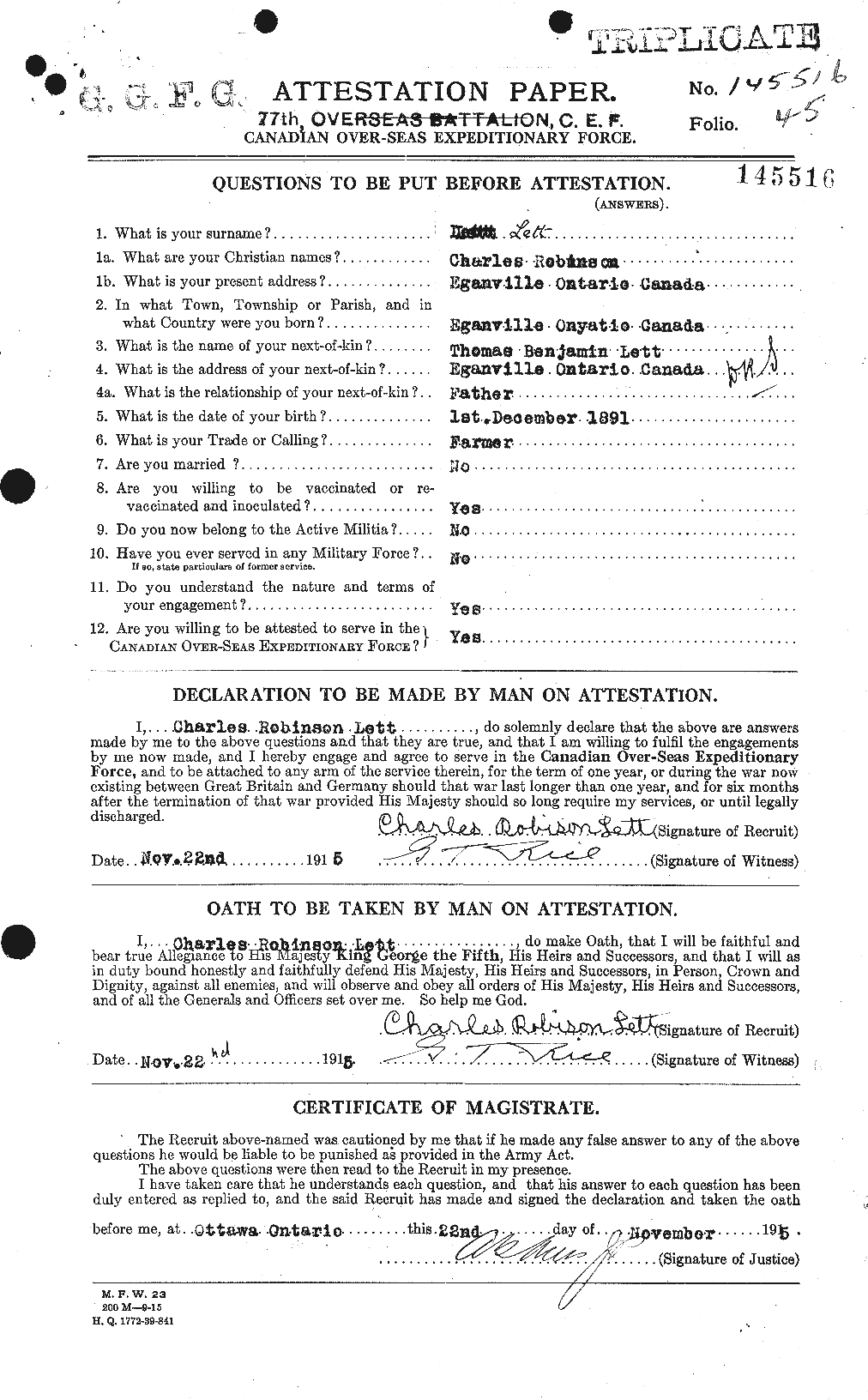 Personnel Records of the First World War - CEF 463476a