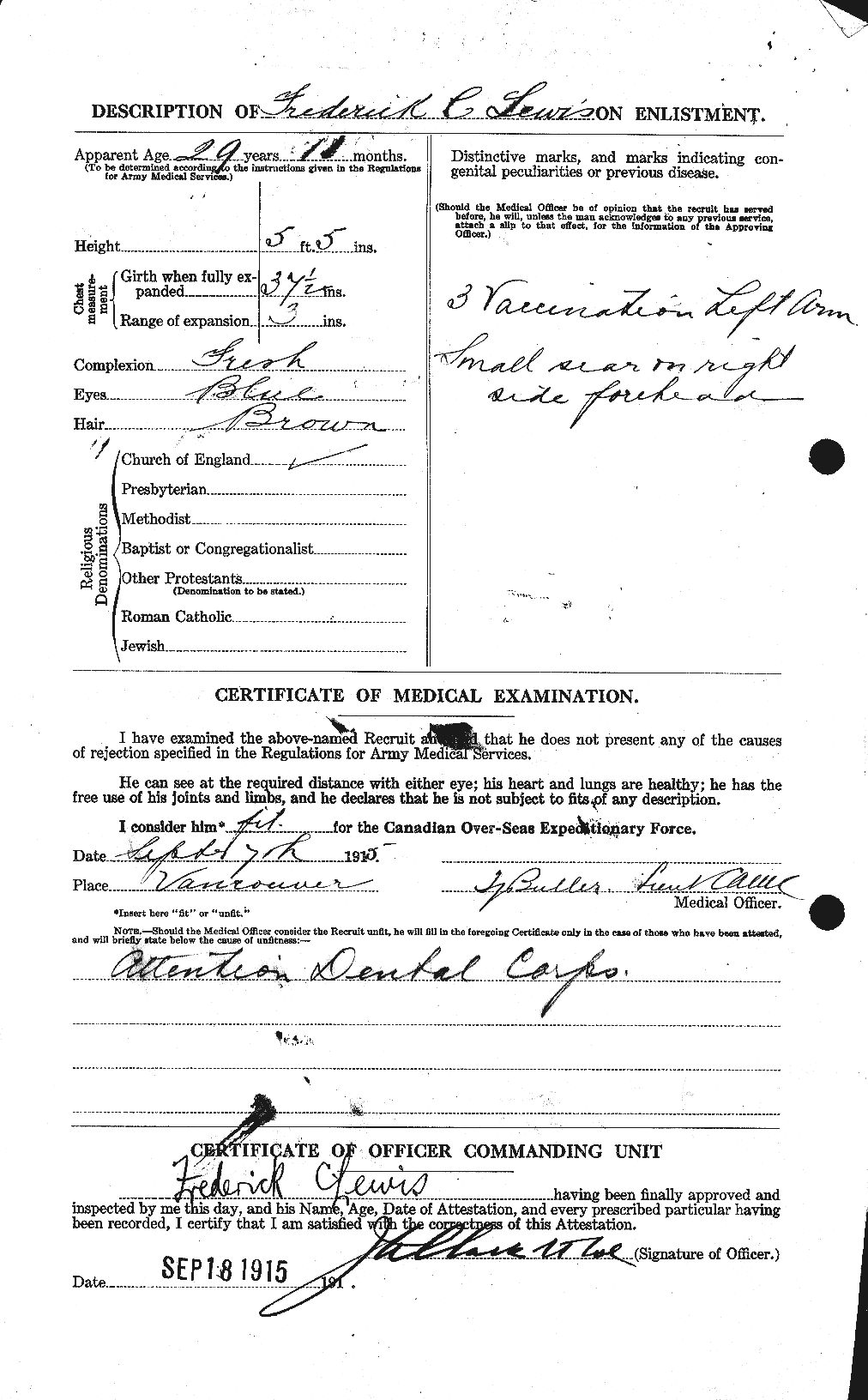 Dossiers du Personnel de la Première Guerre mondiale - CEC 465095b