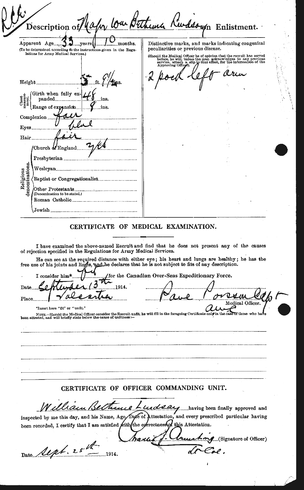 Dossiers du Personnel de la Première Guerre mondiale - CEC 466249b