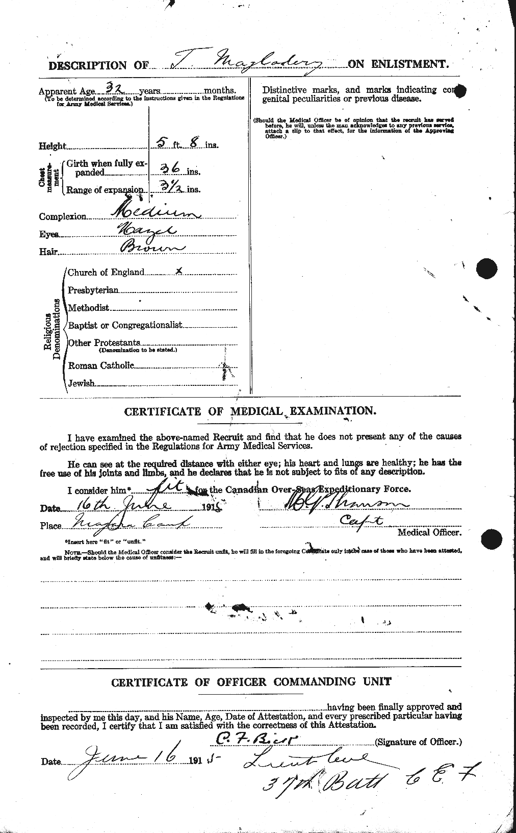 Dossiers du Personnel de la Première Guerre mondiale - CEC 481670b