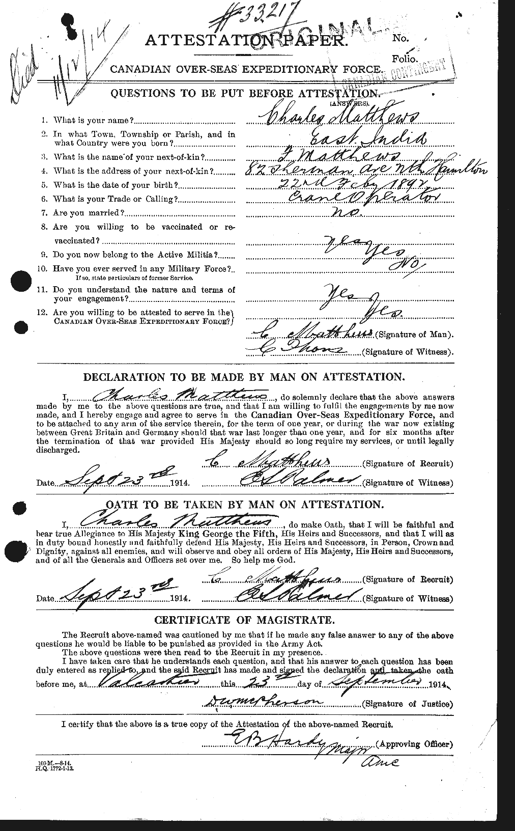 Personnel Records of the First World War - CEF 491006a