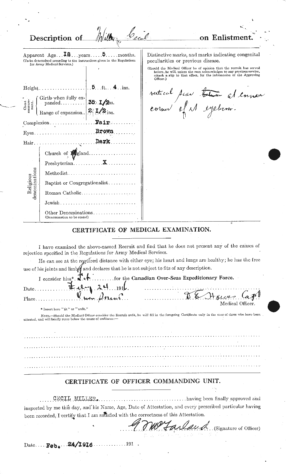 Dossiers du Personnel de la Première Guerre mondiale - CEC 498765b
