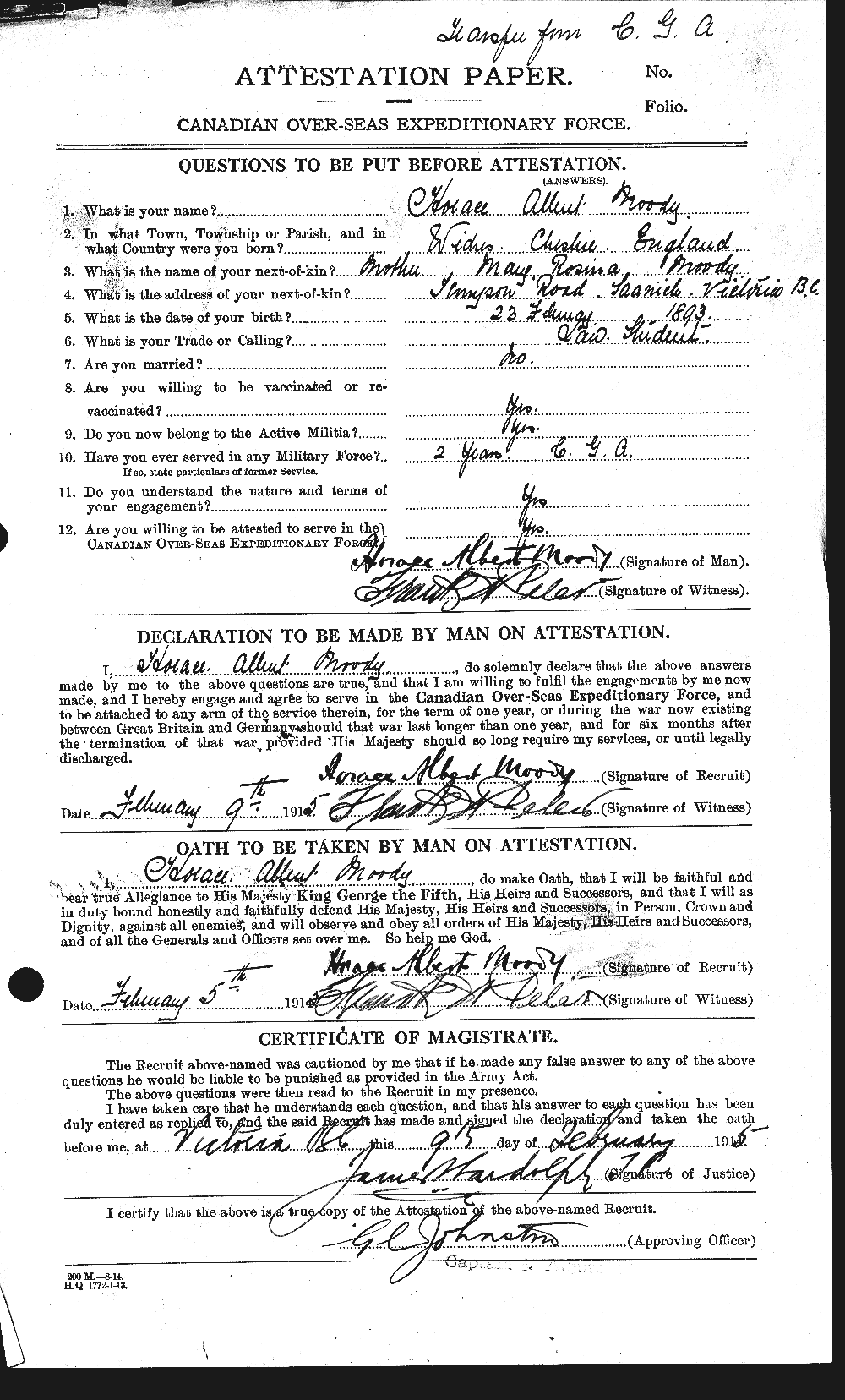 Personnel Records of the First World War - CEF 502905a