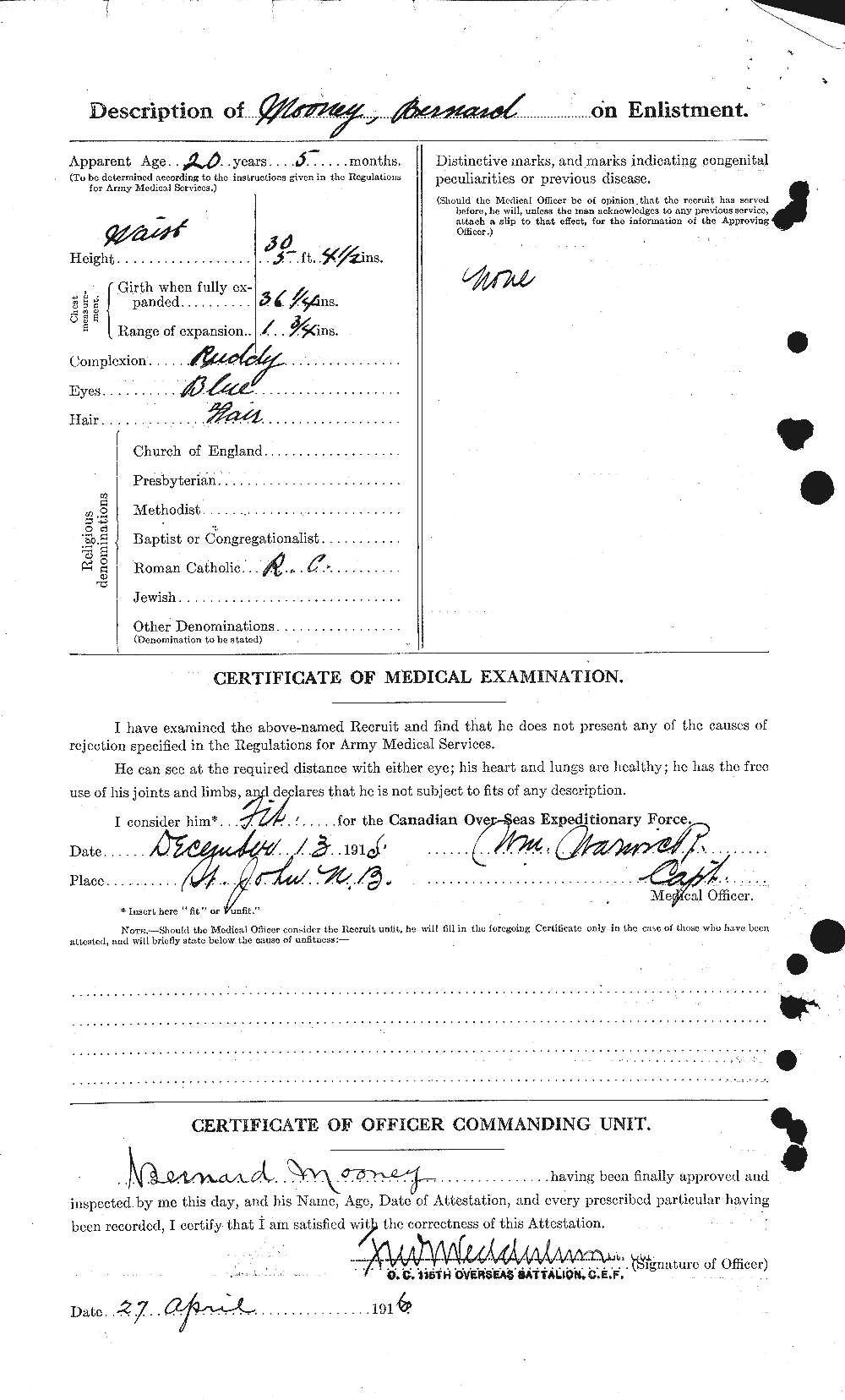 Dossiers du Personnel de la Première Guerre mondiale - CEC 503055b