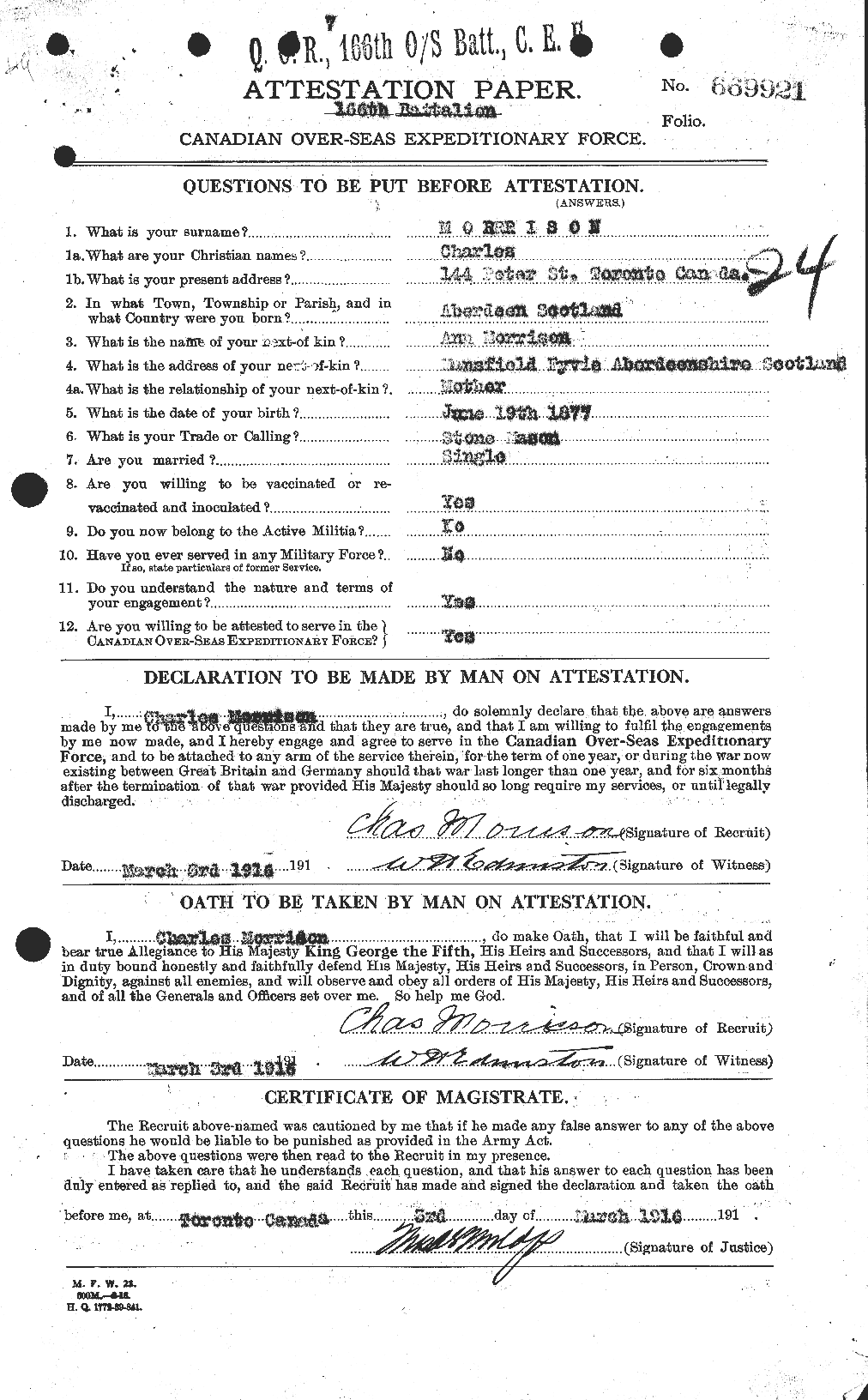 Personnel Records of the First World War - CEF 505343a