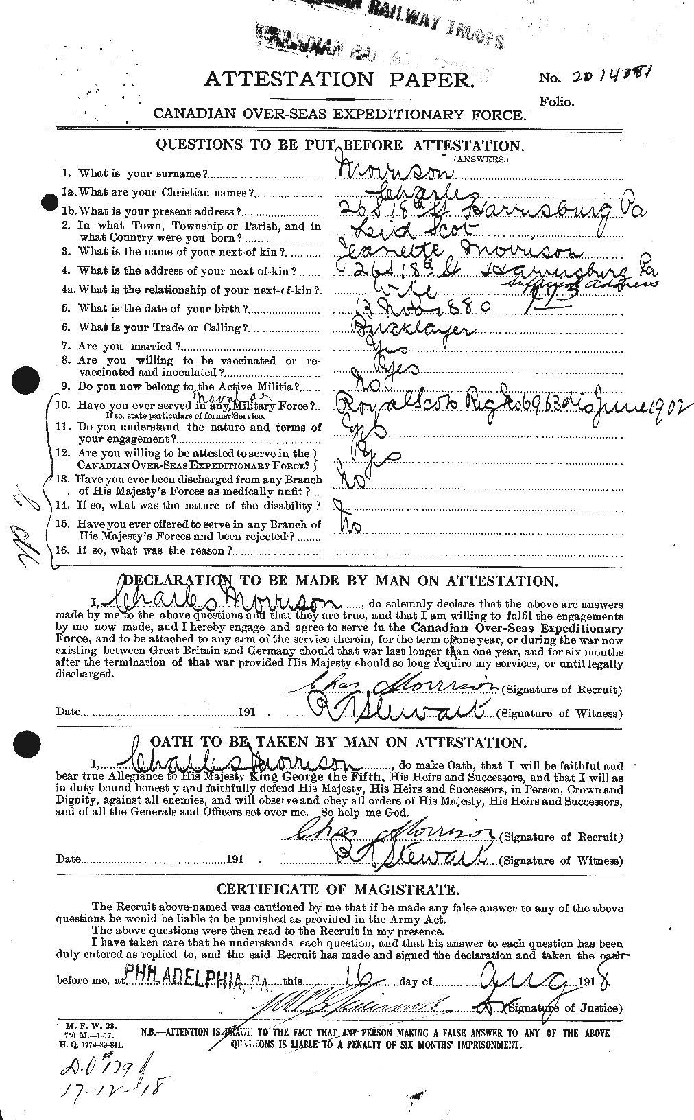 Personnel Records of the First World War - CEF 505344a