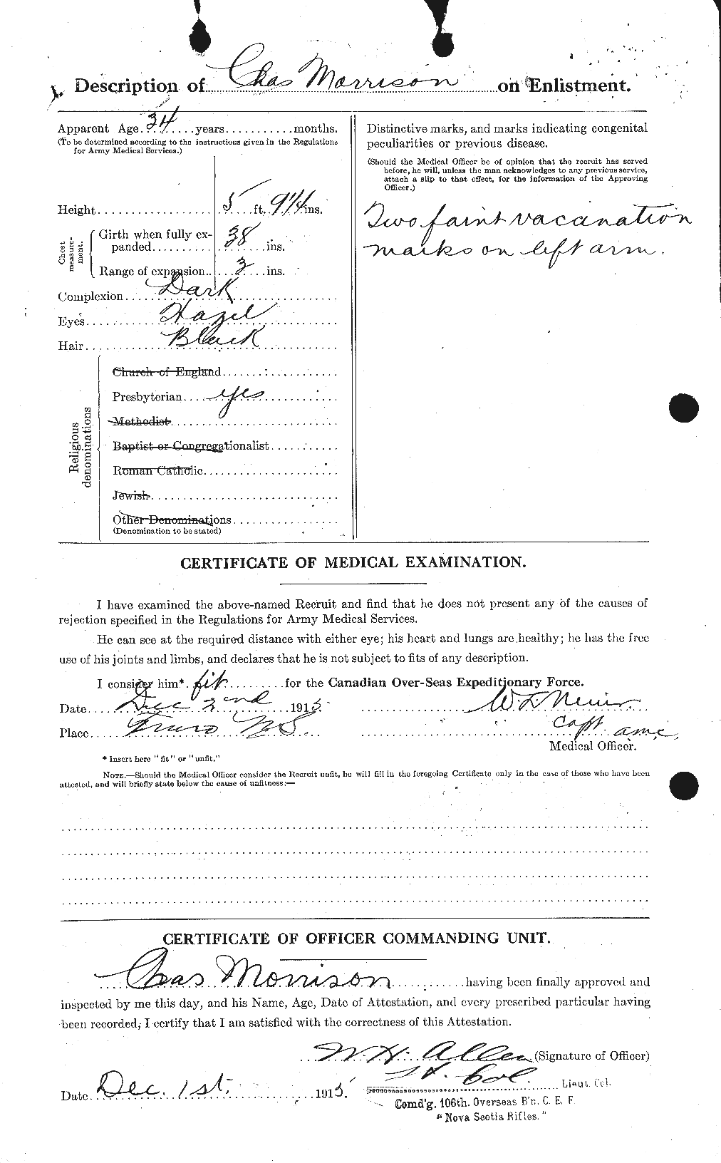 Dossiers du Personnel de la Première Guerre mondiale - CEC 505345b