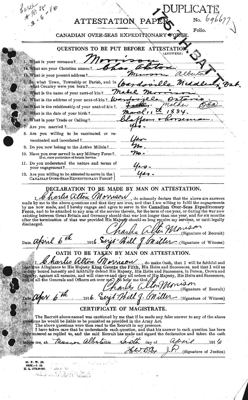 Personnel Records of the First World War - CEF 505357a