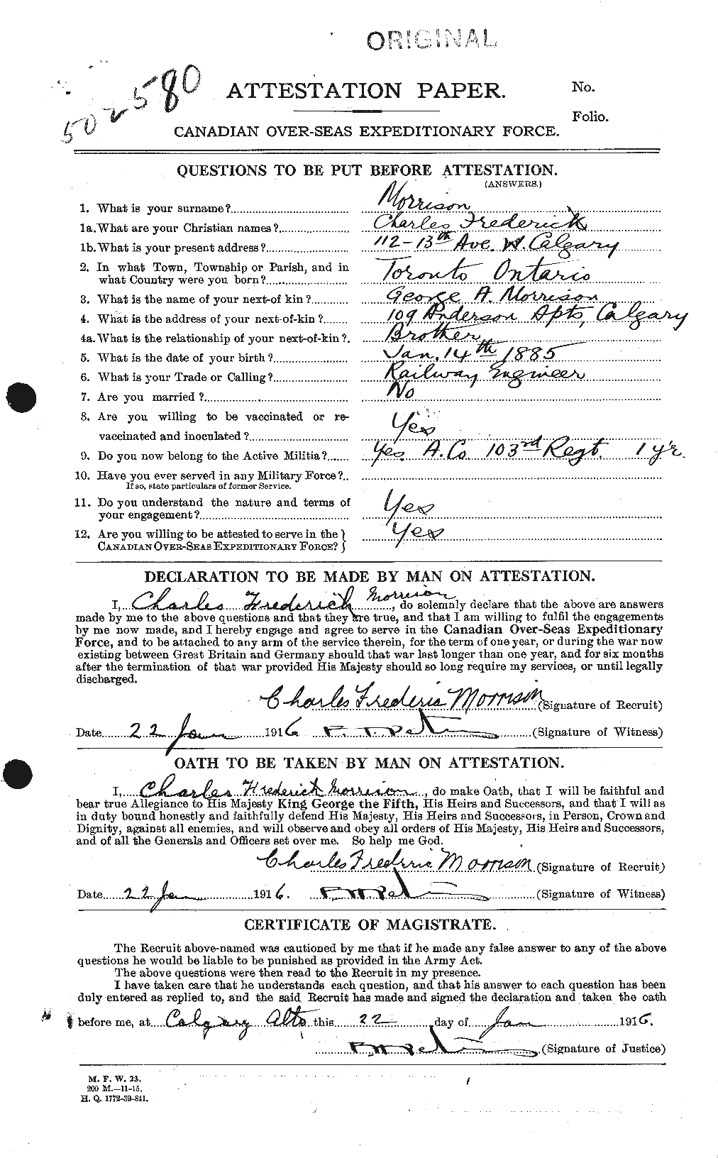 Personnel Records of the First World War - CEF 505360a