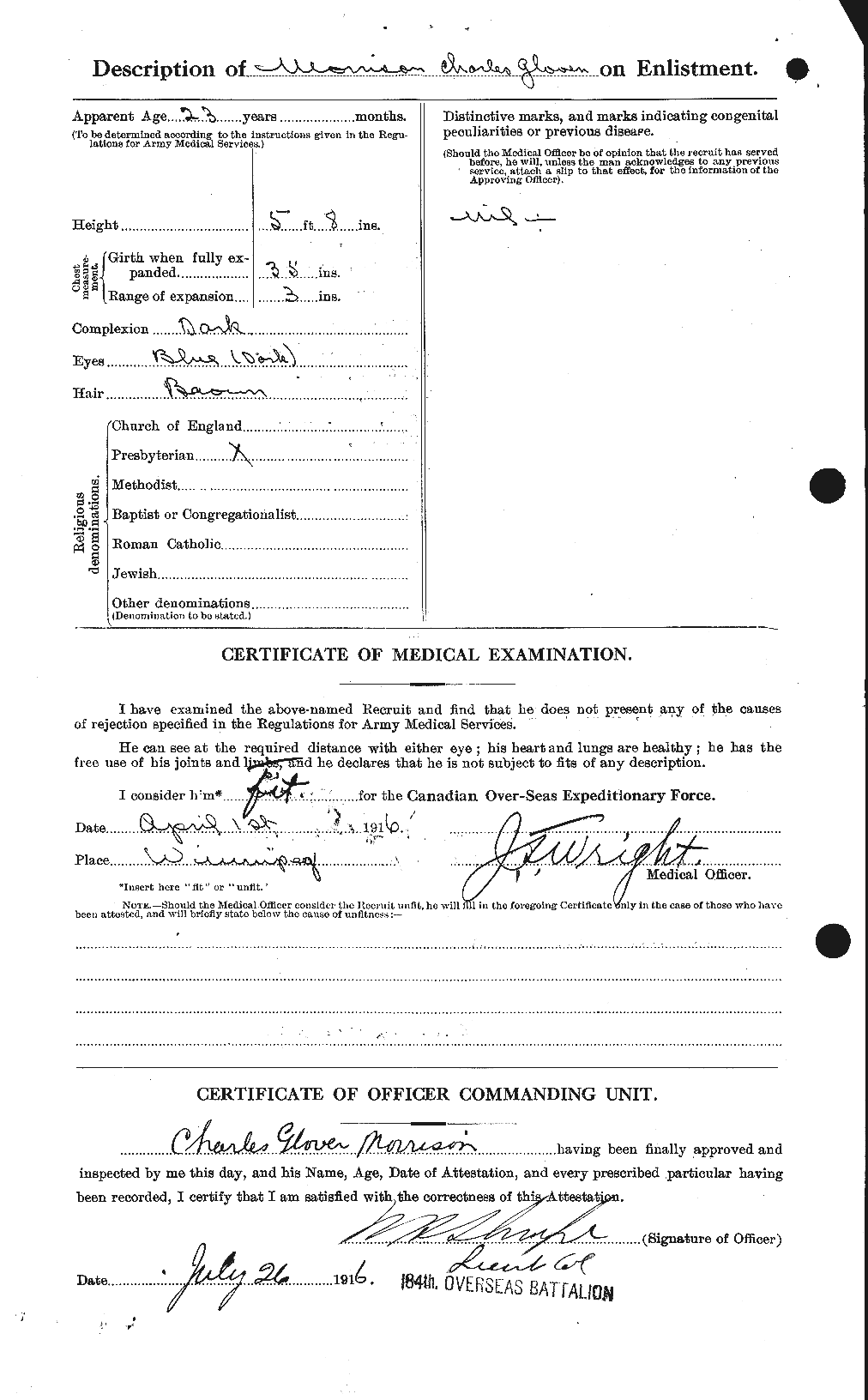 Dossiers du Personnel de la Première Guerre mondiale - CEC 505361b