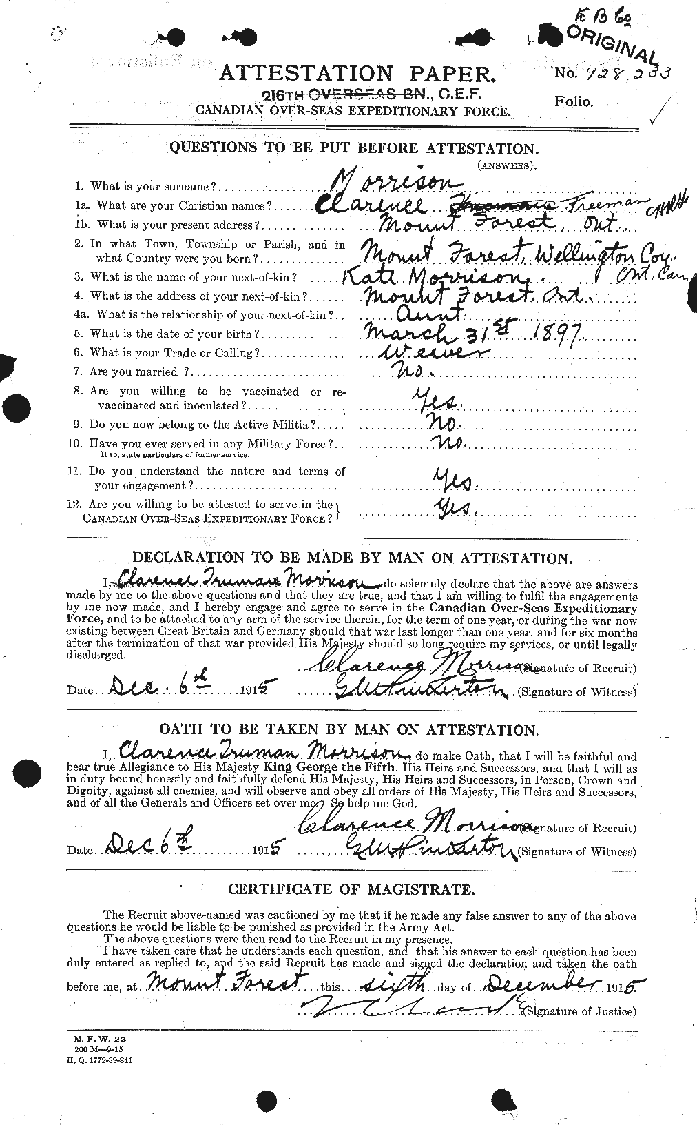 Personnel Records of the First World War - CEF 505376a