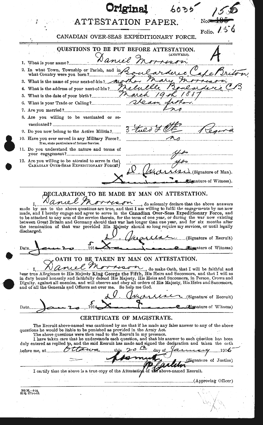 Personnel Records of the First World War - CEF 505401a