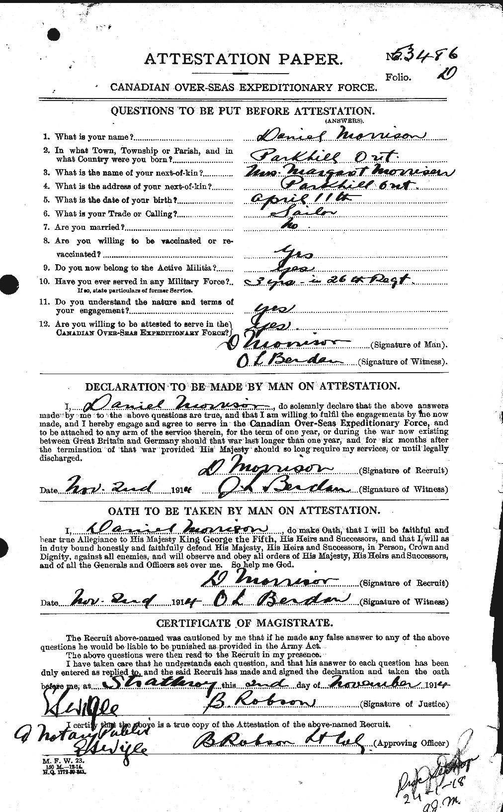 Personnel Records of the First World War - CEF 505402a