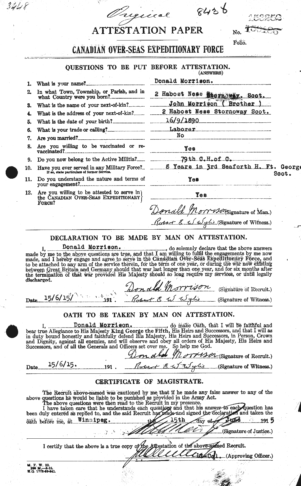 Personnel Records of the First World War - CEF 505447a