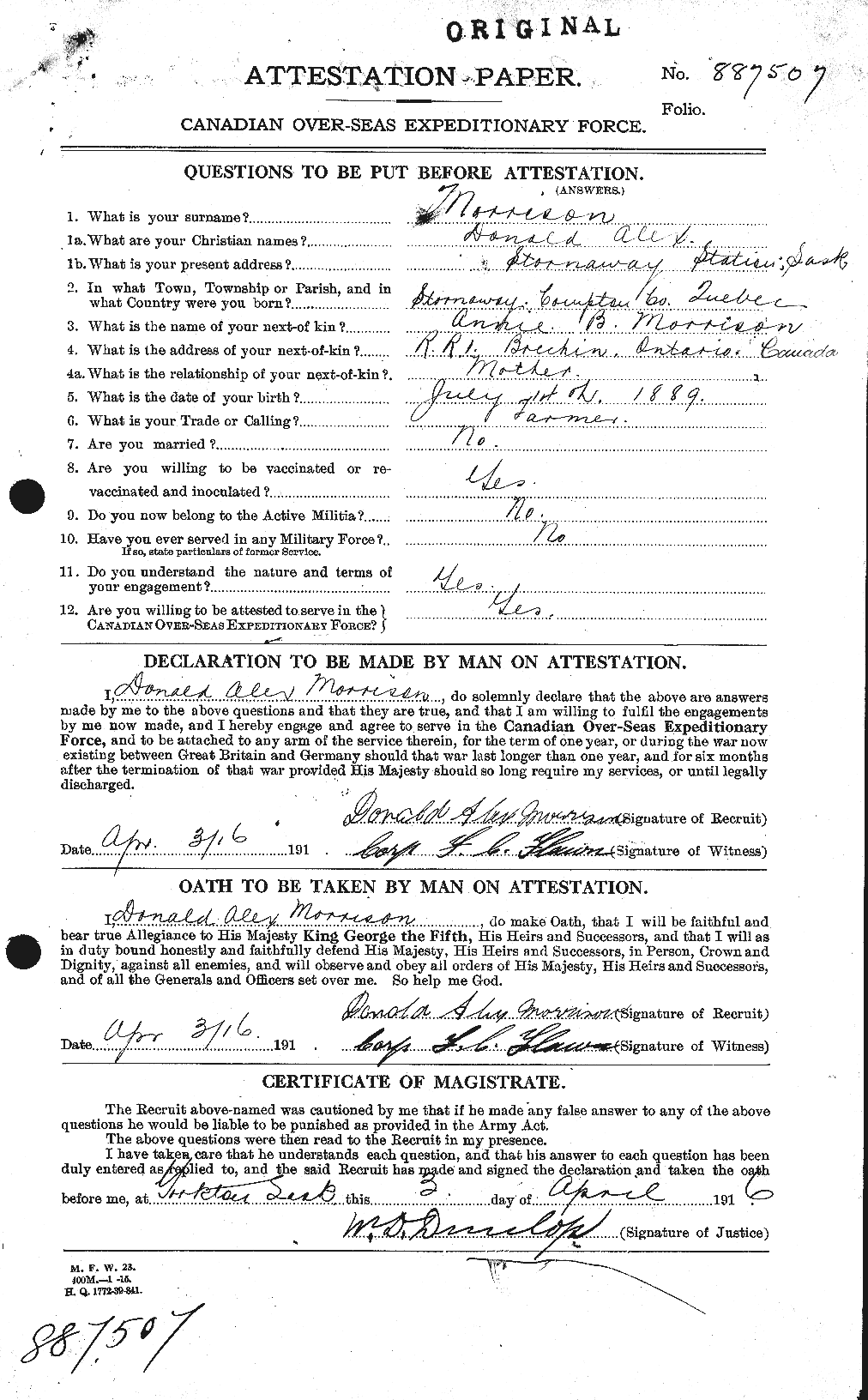 Personnel Records of the First World War - CEF 505450a