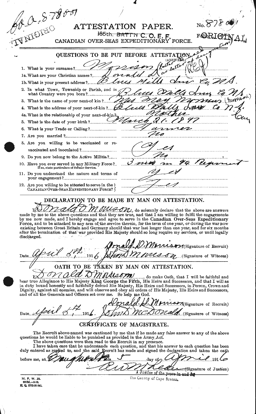 Personnel Records of the First World War - CEF 505457a