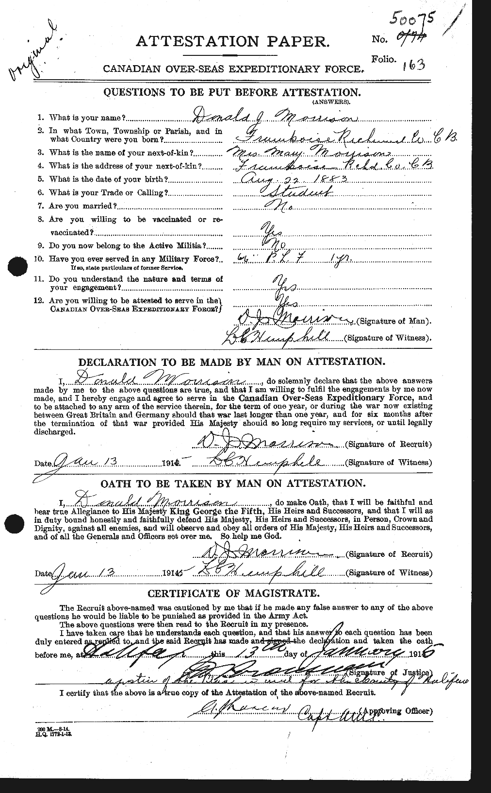 Personnel Records of the First World War - CEF 505460a