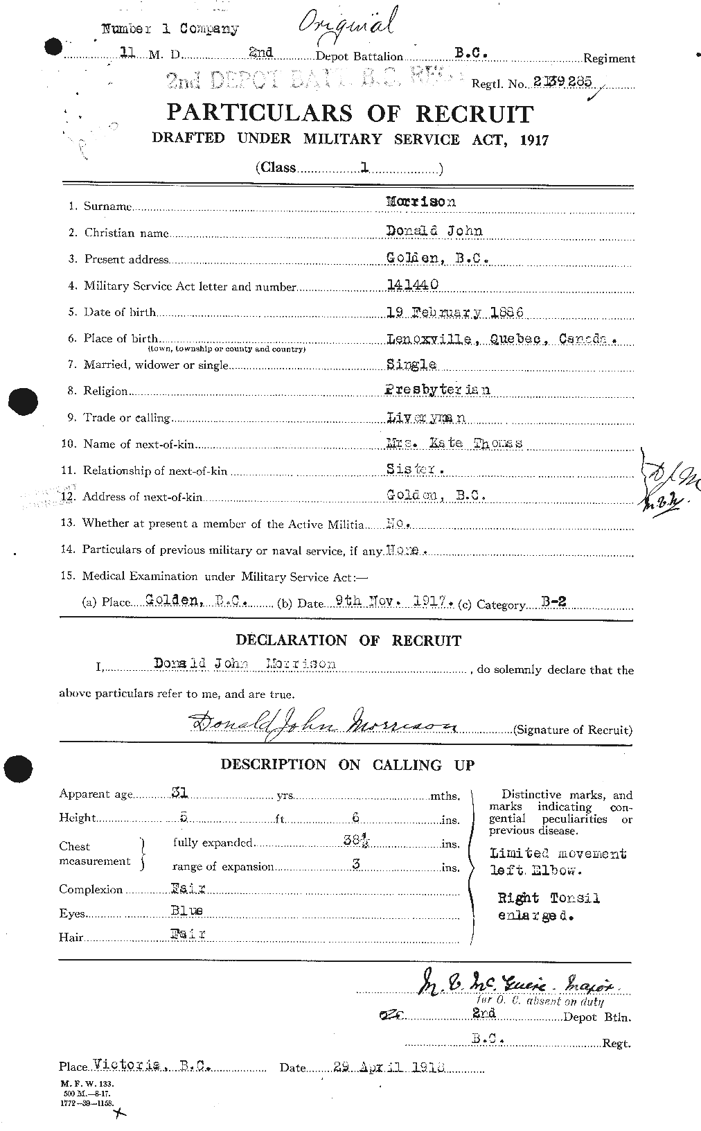 Personnel Records of the First World War - CEF 505463a