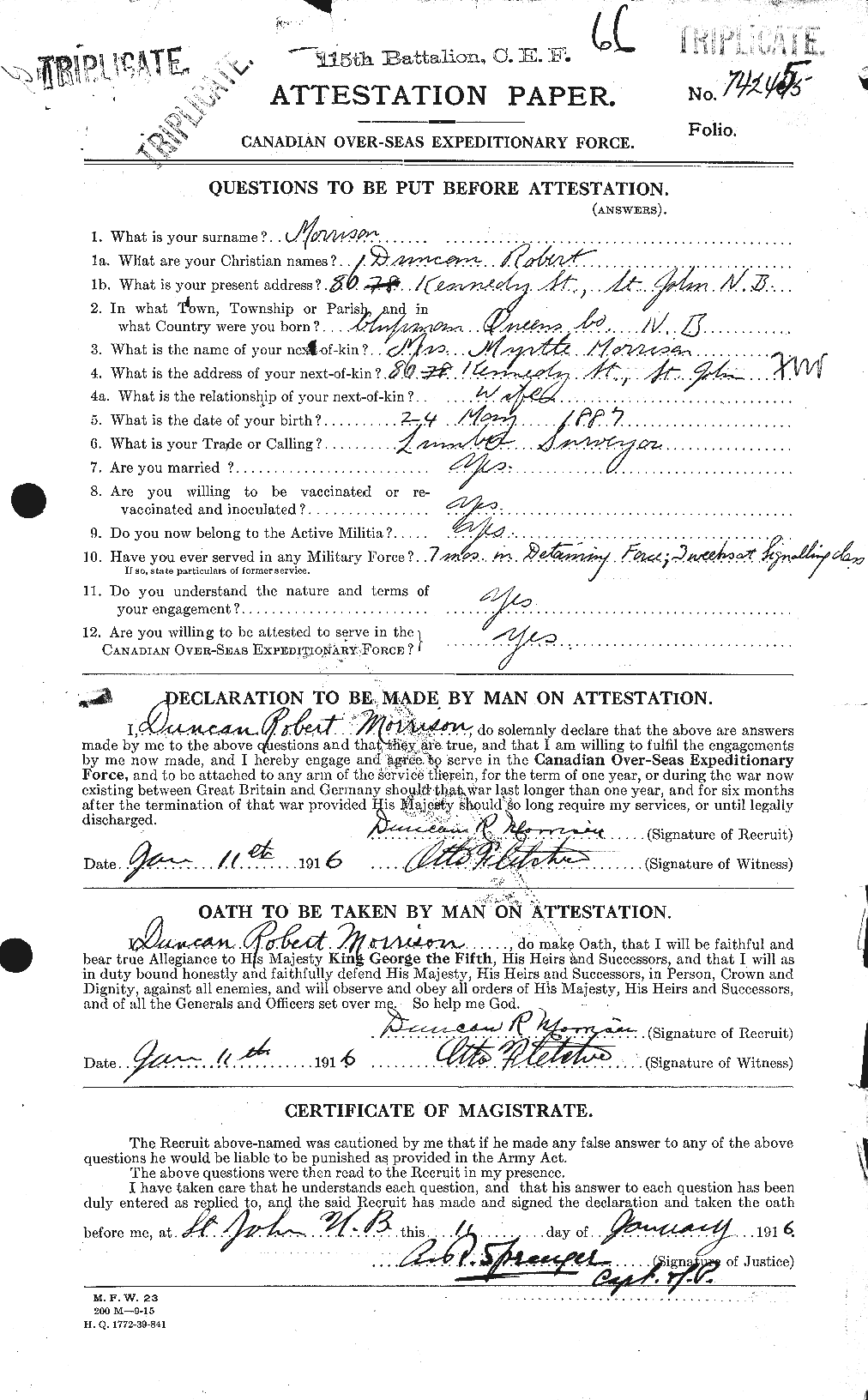 Personnel Records of the First World War - CEF 505487a