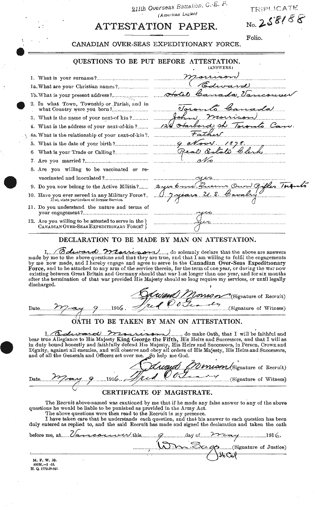 Personnel Records of the First World War - CEF 505495a