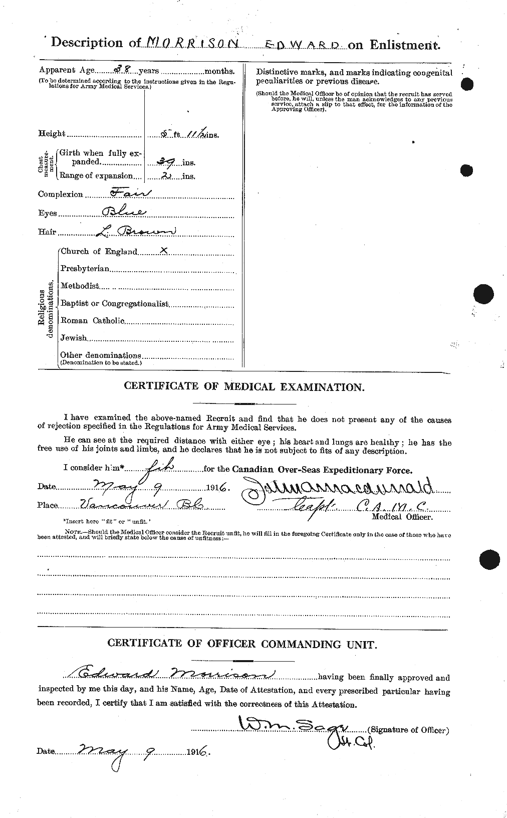 Dossiers du Personnel de la Première Guerre mondiale - CEC 505495b