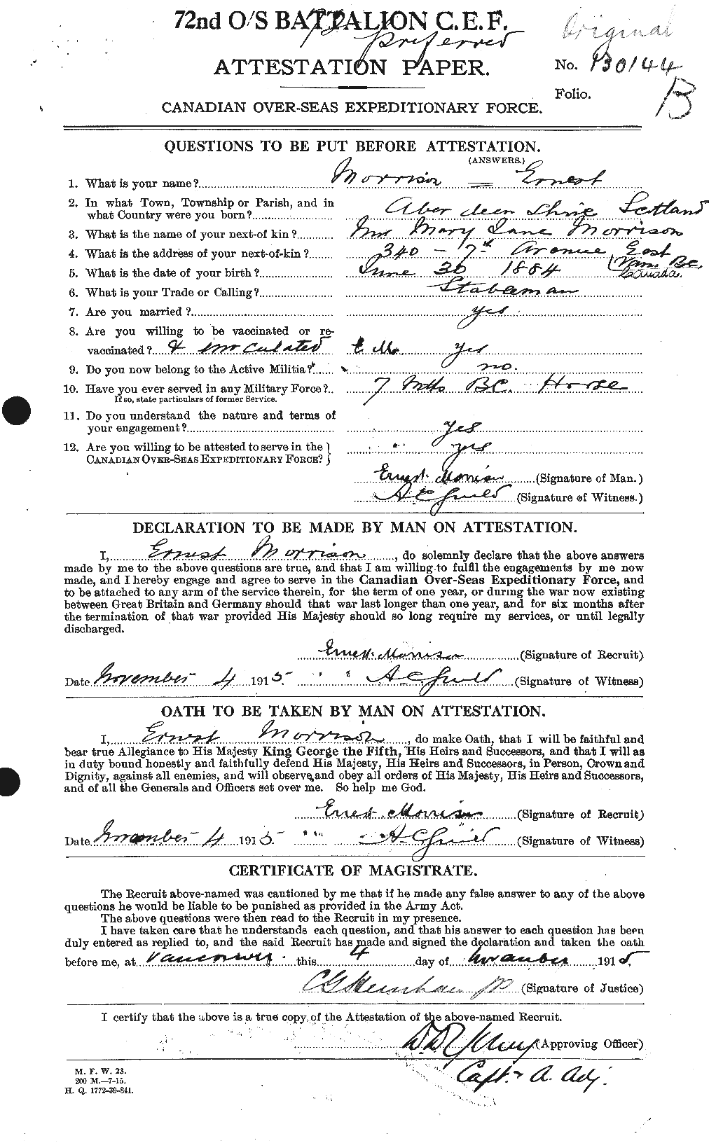 Personnel Records of the First World War - CEF 505510a