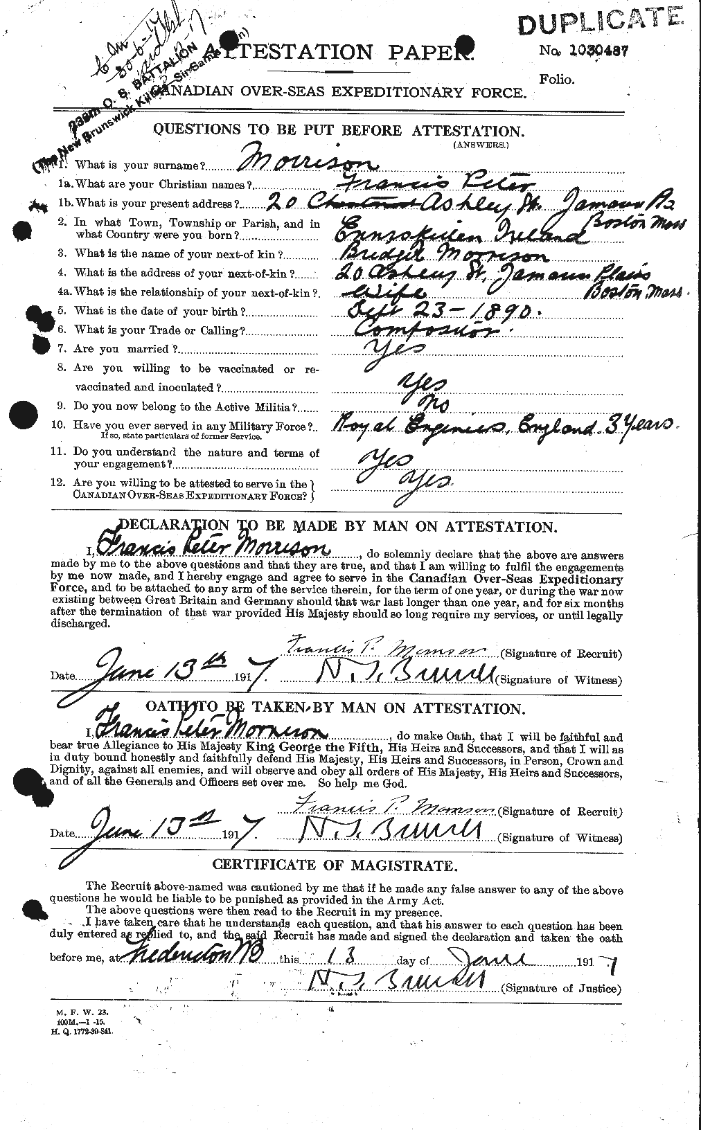 Personnel Records of the First World War - CEF 505535a