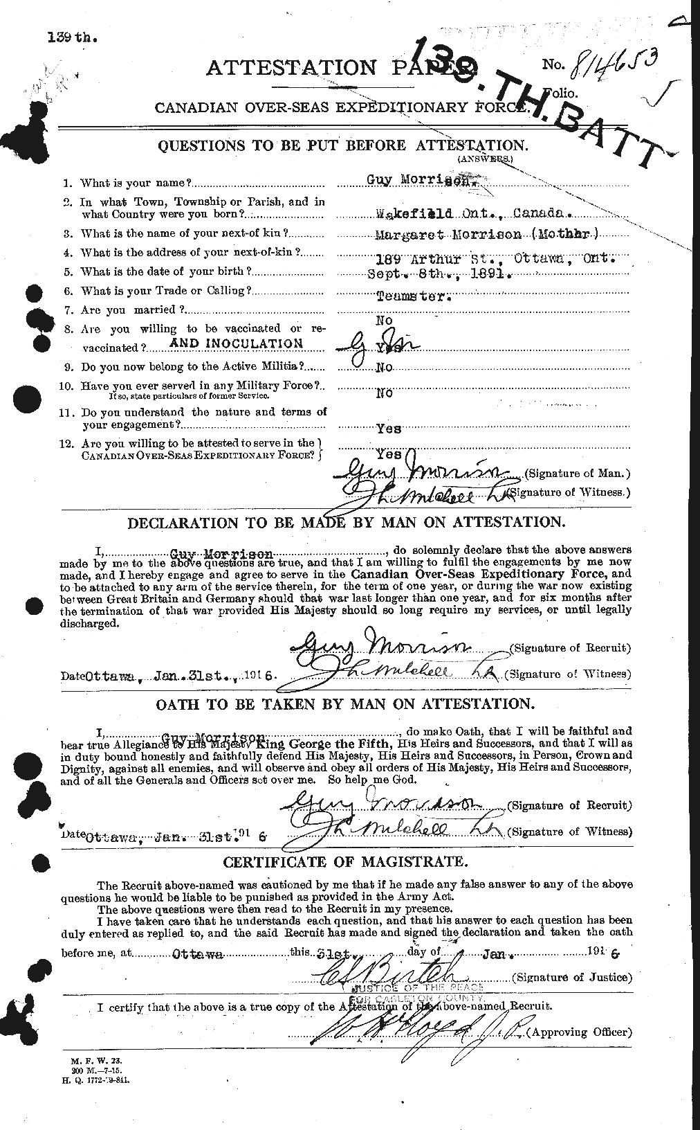 Personnel Records of the First World War - CEF 506834a