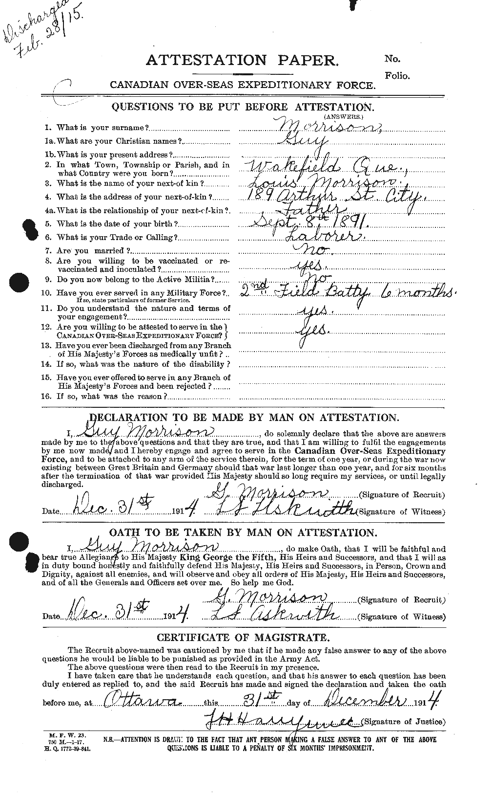 Personnel Records of the First World War - CEF 506835a