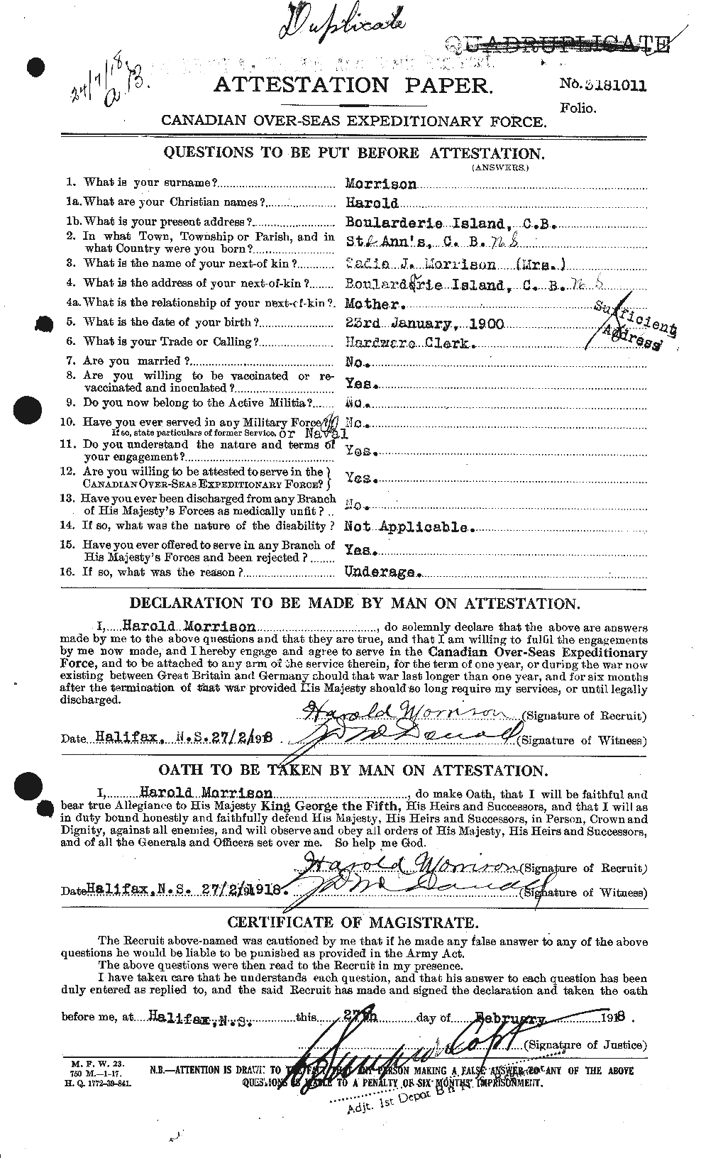 Personnel Records of the First World War - CEF 506838a