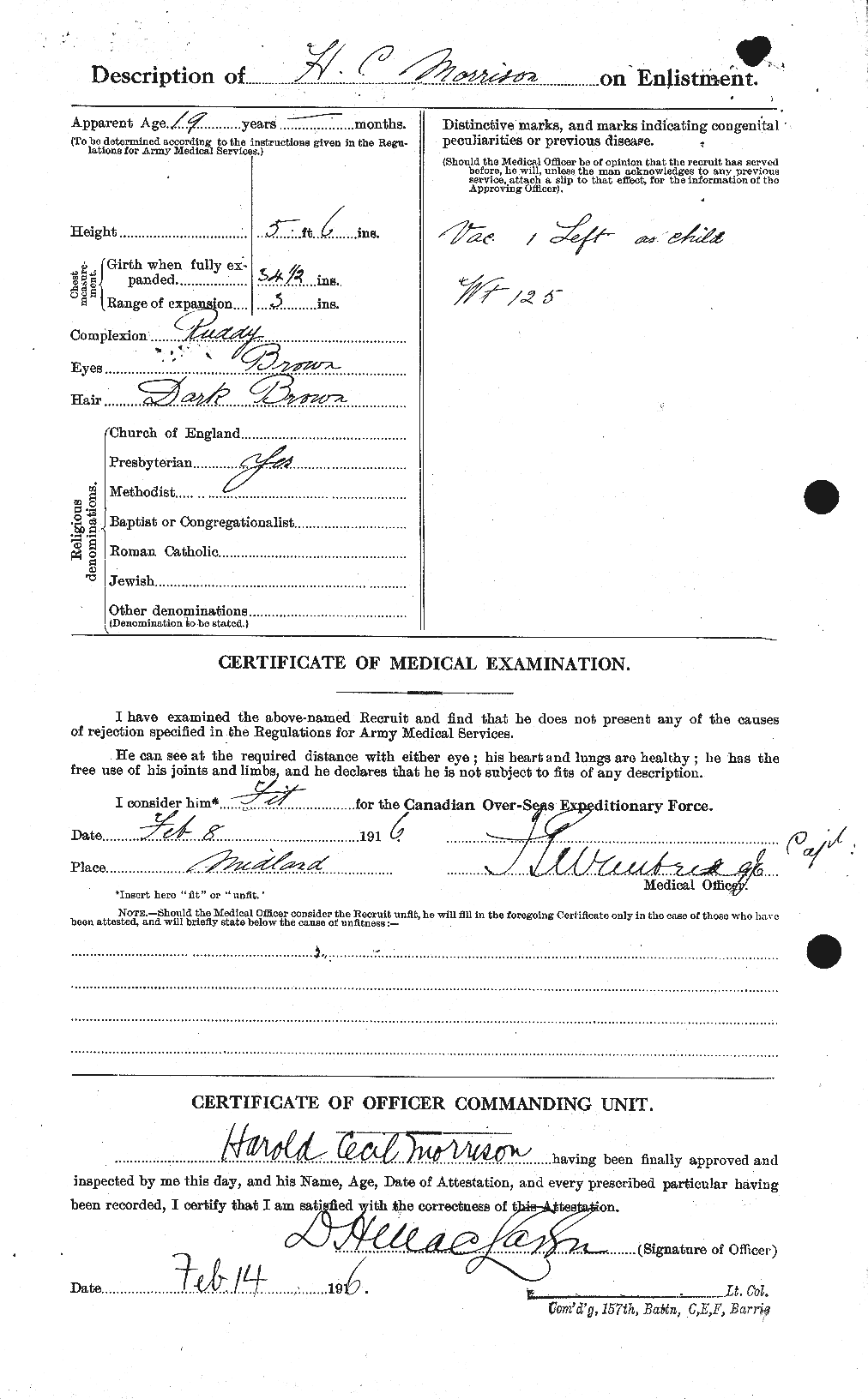 Dossiers du Personnel de la Première Guerre mondiale - CEC 506839b