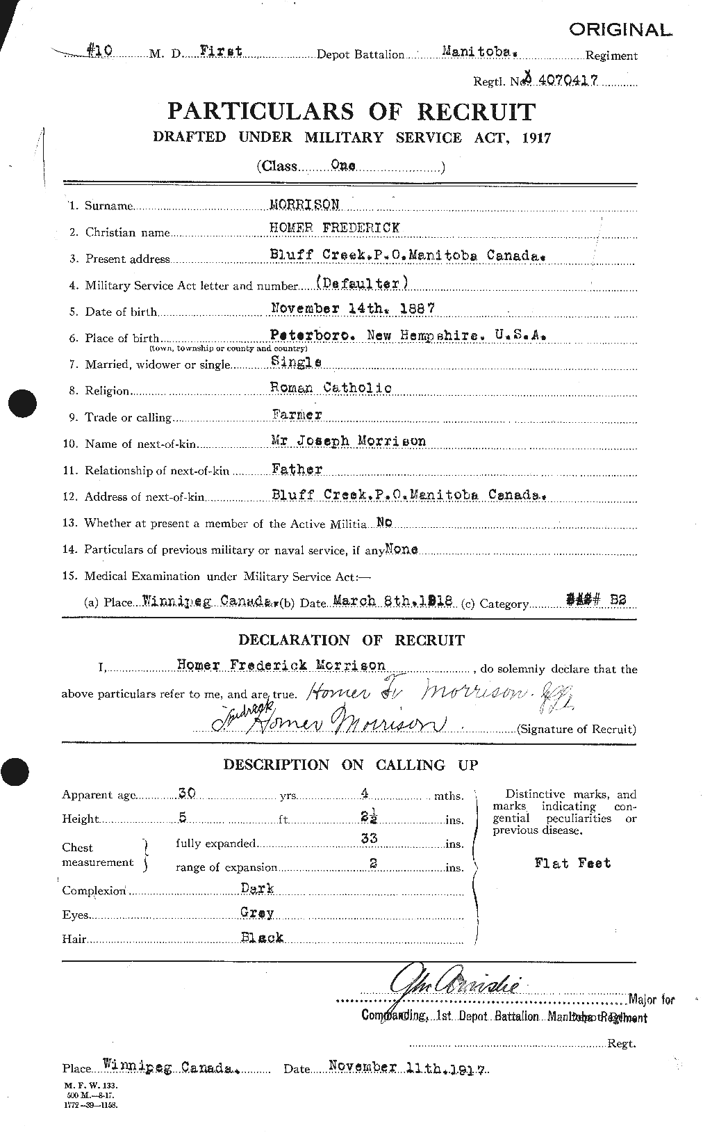 Dossiers du Personnel de la Première Guerre mondiale - CEC 506870a