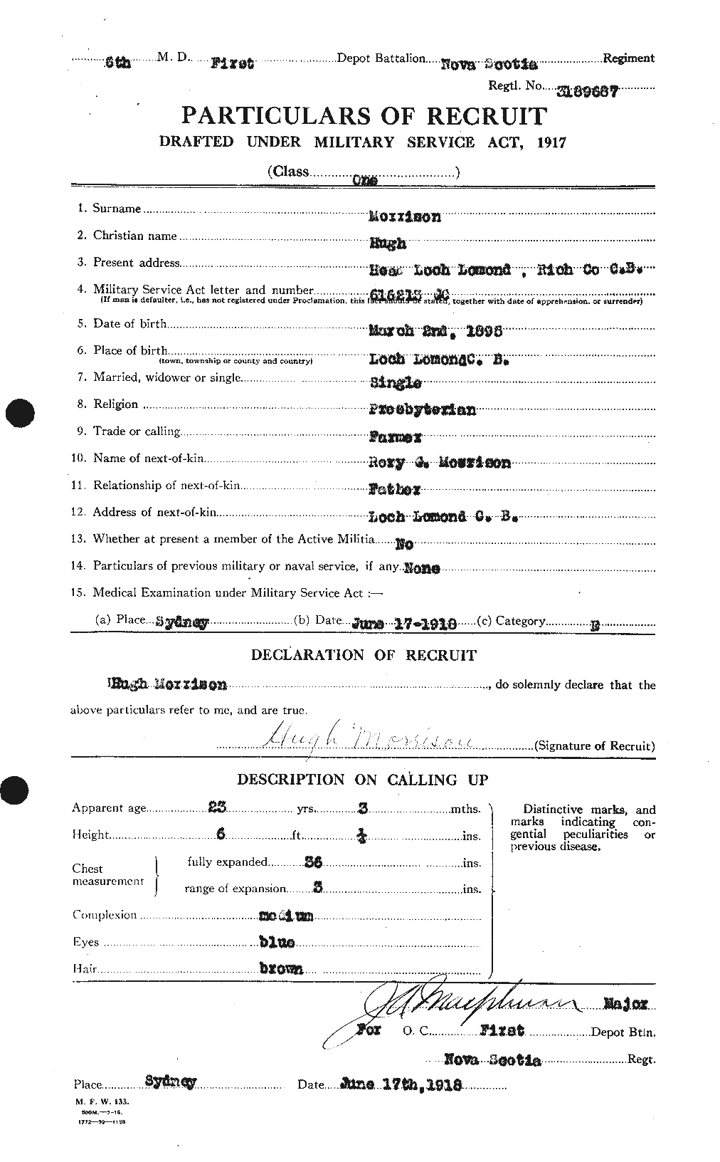 Dossiers du Personnel de la Première Guerre mondiale - CEC 506872a