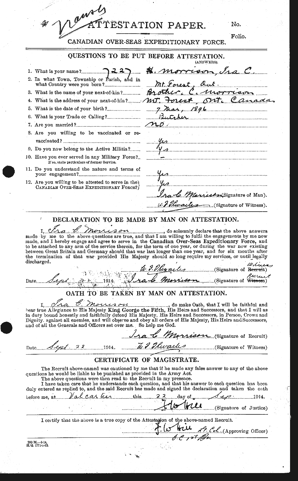 Personnel Records of the First World War - CEF 506880a