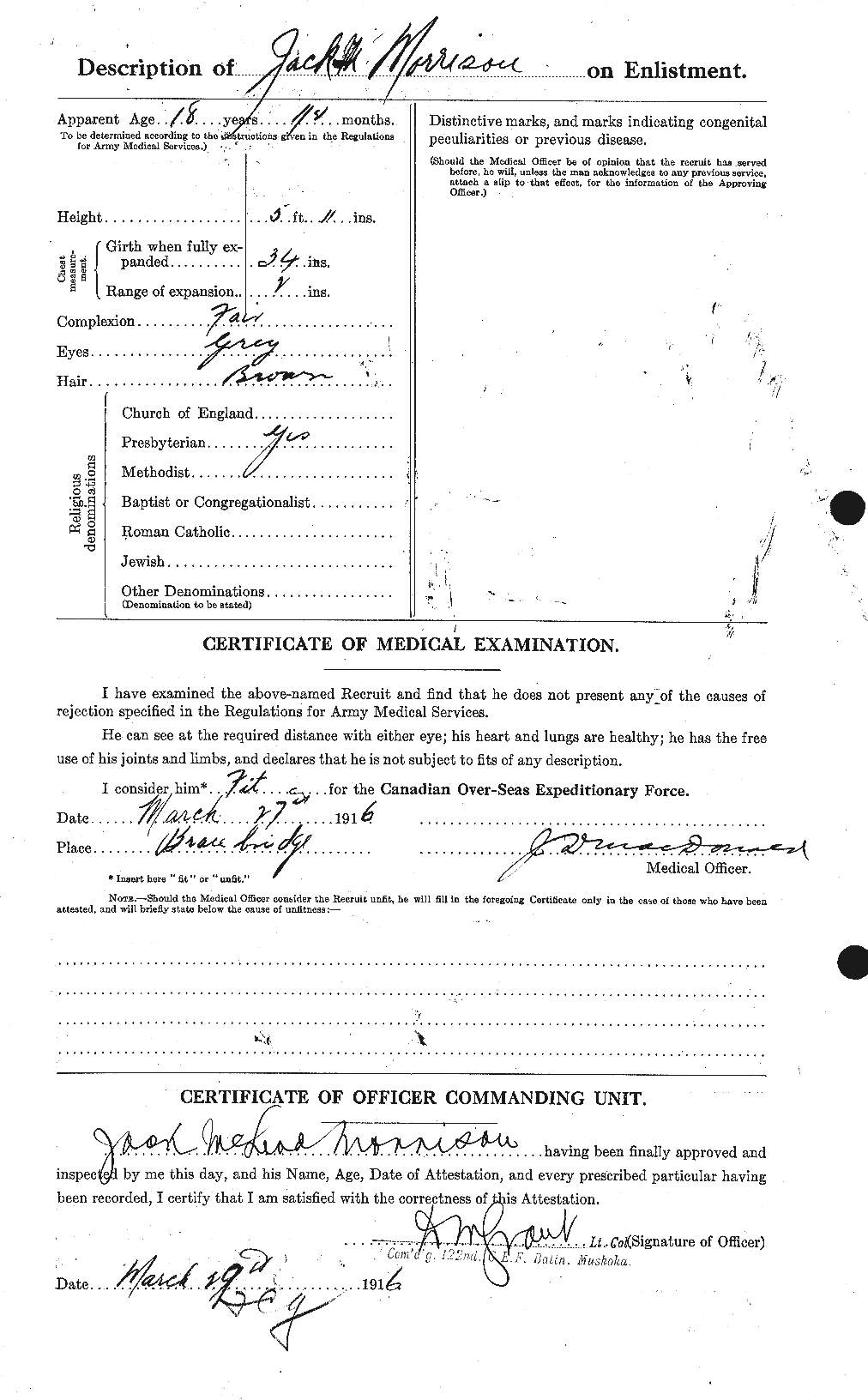 Dossiers du Personnel de la Première Guerre mondiale - CEC 506887b