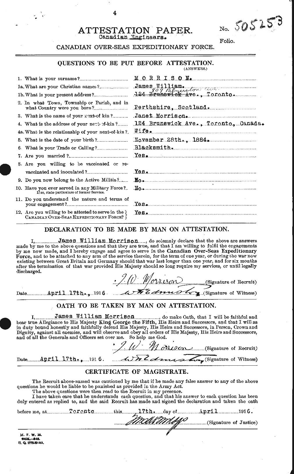 Personnel Records of the First World War - CEF 506953a