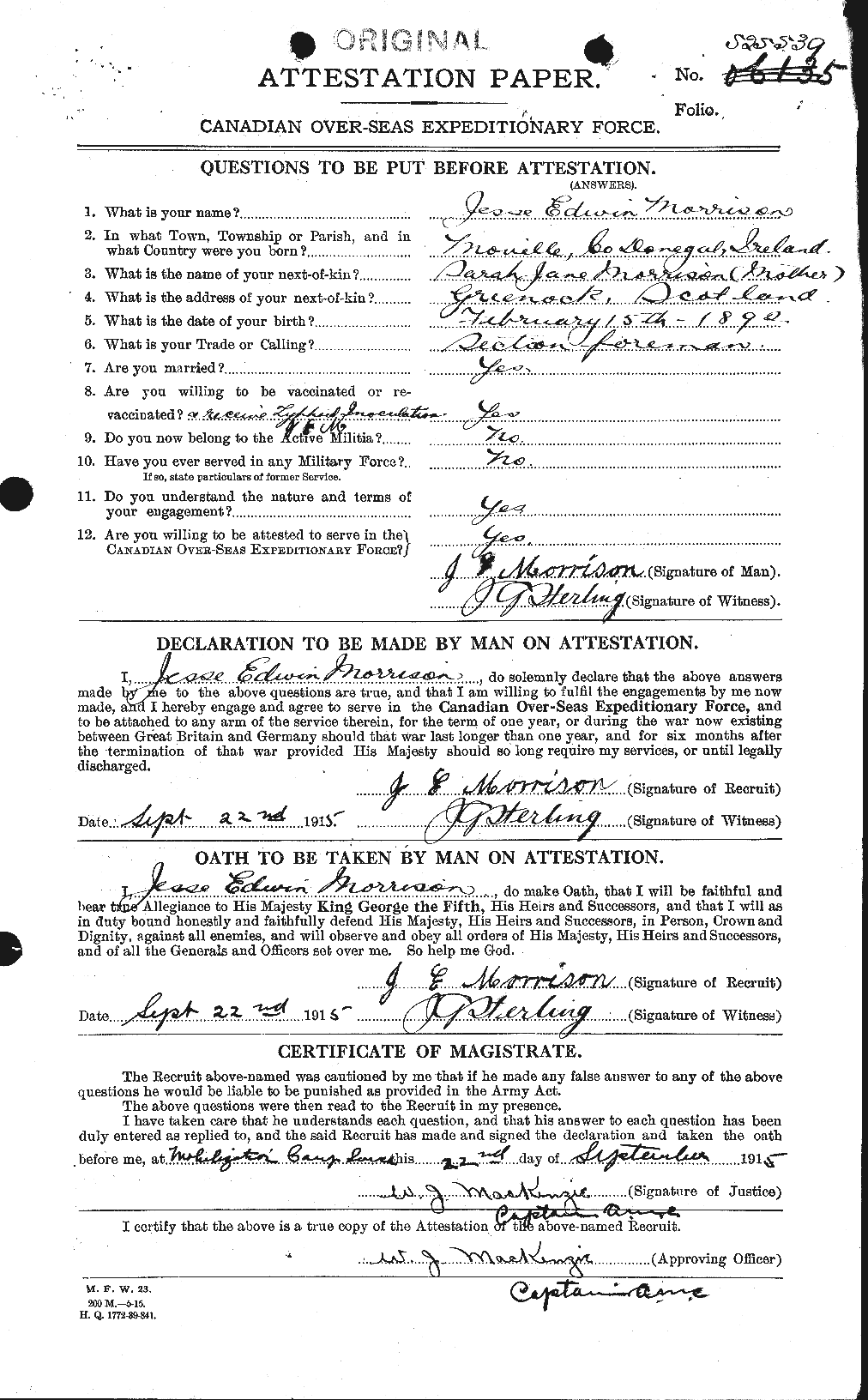 Personnel Records of the First World War - CEF 506956a