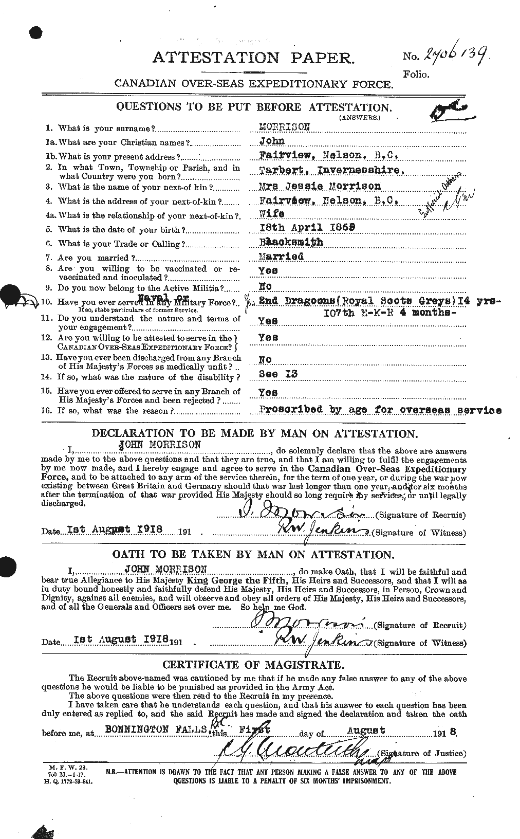 Personnel Records of the First World War - CEF 506972a