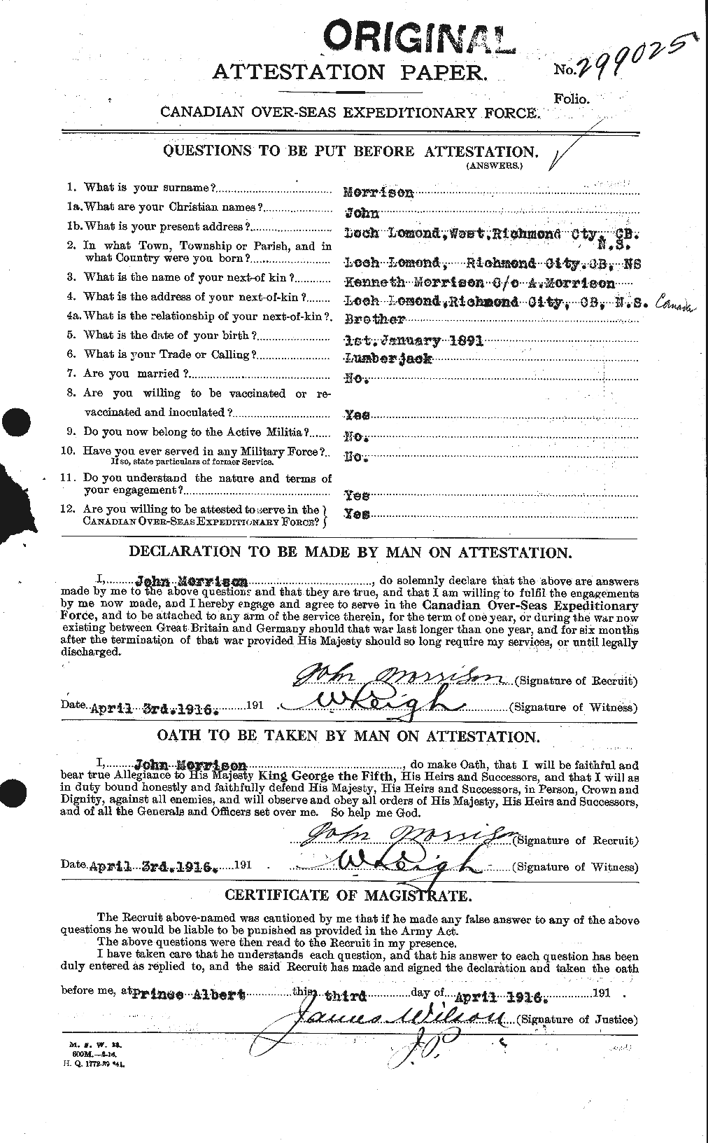 Personnel Records of the First World War - CEF 506973a