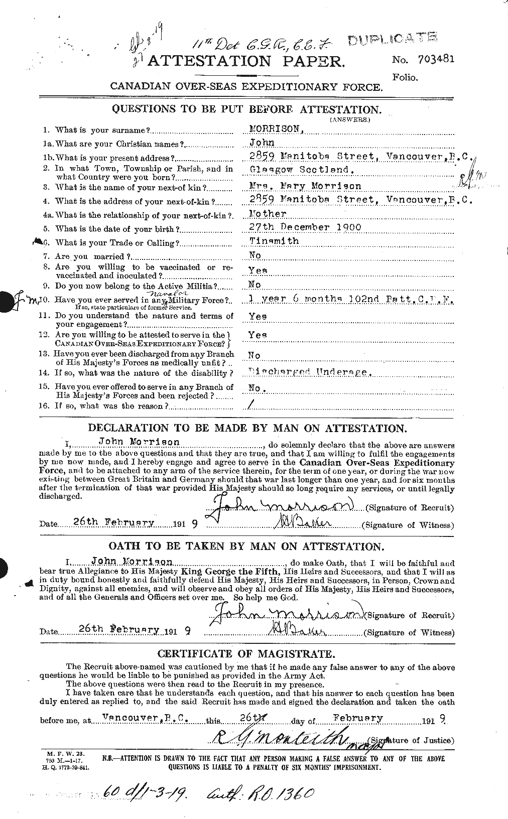 Personnel Records of the First World War - CEF 506984a