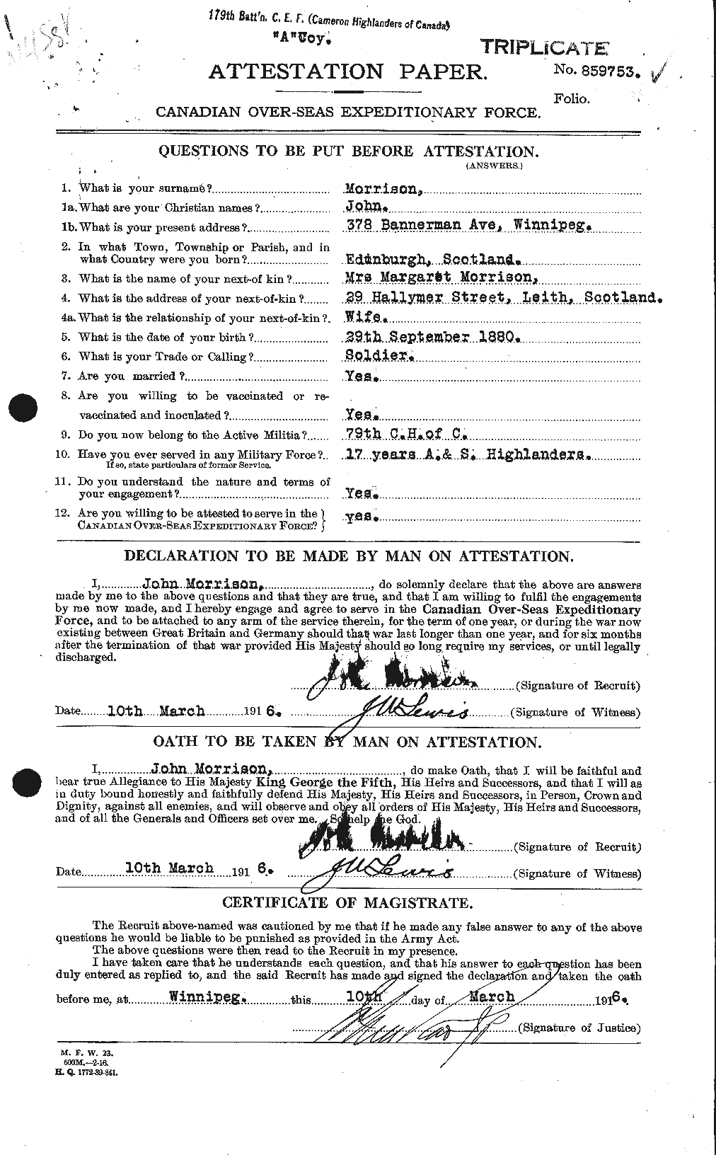 Personnel Records of the First World War - CEF 506995a