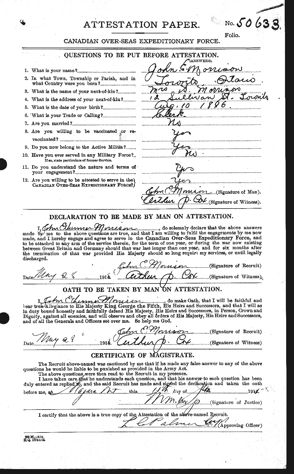 Personnel Records of the First World War - CEF 507025a