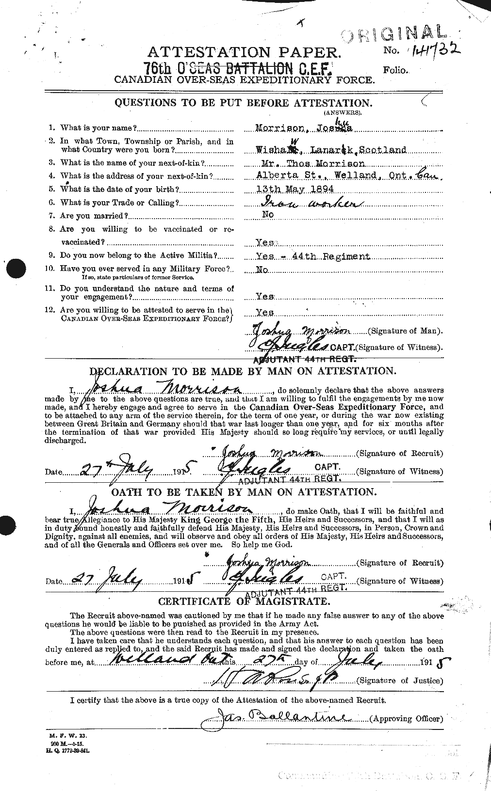 Personnel Records of the First World War - CEF 507103a