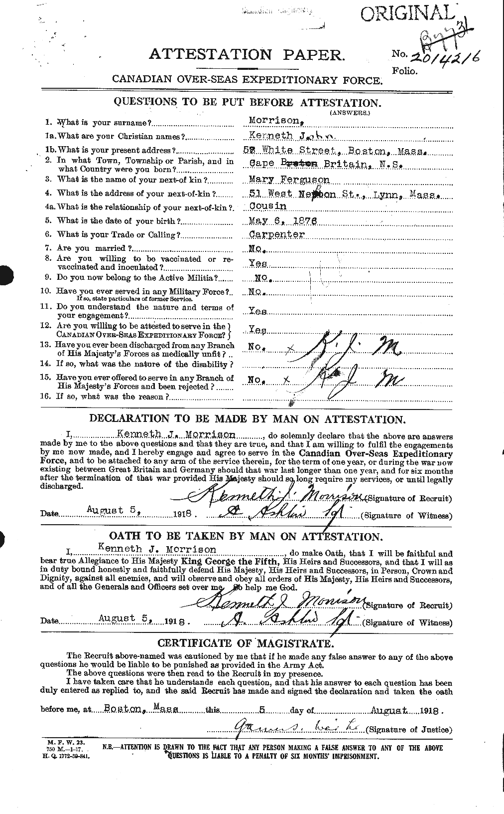 Personnel Records of the First World War - CEF 507115a