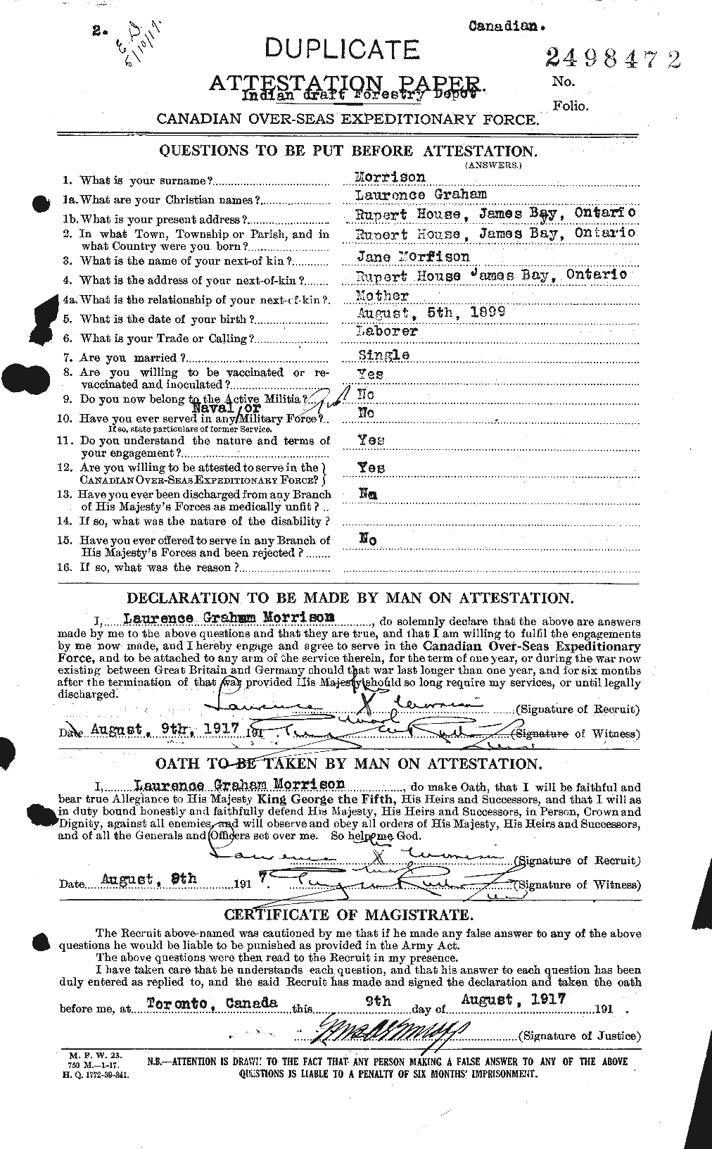 Personnel Records of the First World War - CEF 507124a